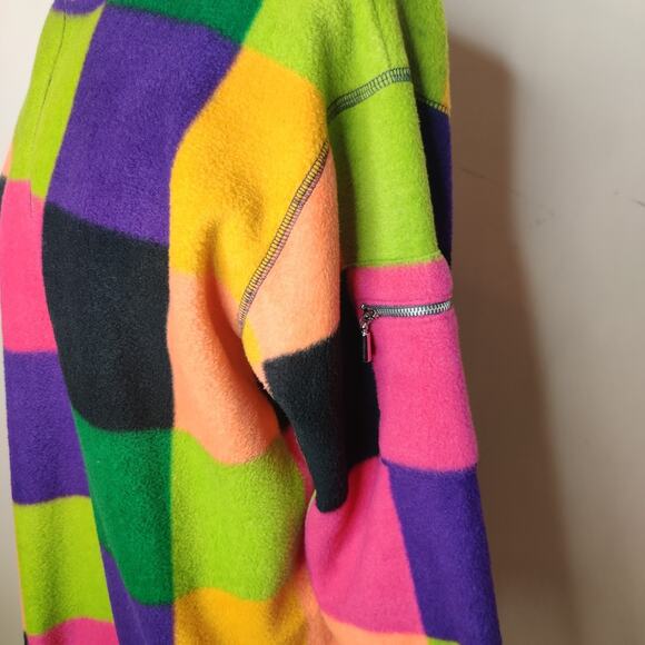 Chaus Sport Fleece Tunic Sweater Jacket Colorblock Colorful - Picture 7 of 10